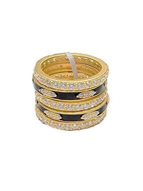Freida Rothman Gold Plated Two Tone 5-Stack Ring